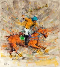 Zahid Saleem, 30 x 36 Inch, Acrylic on Canvas, Polo Painting, AC-ZS-202